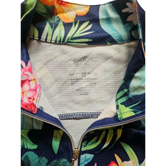 Gottex 2pc Golf Tennis Set Navy Tropical Floral Jacket & Skort XS EUC - Picture 6 of 7